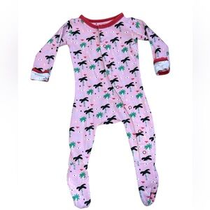 Sundays Pink Footie with Palm Print